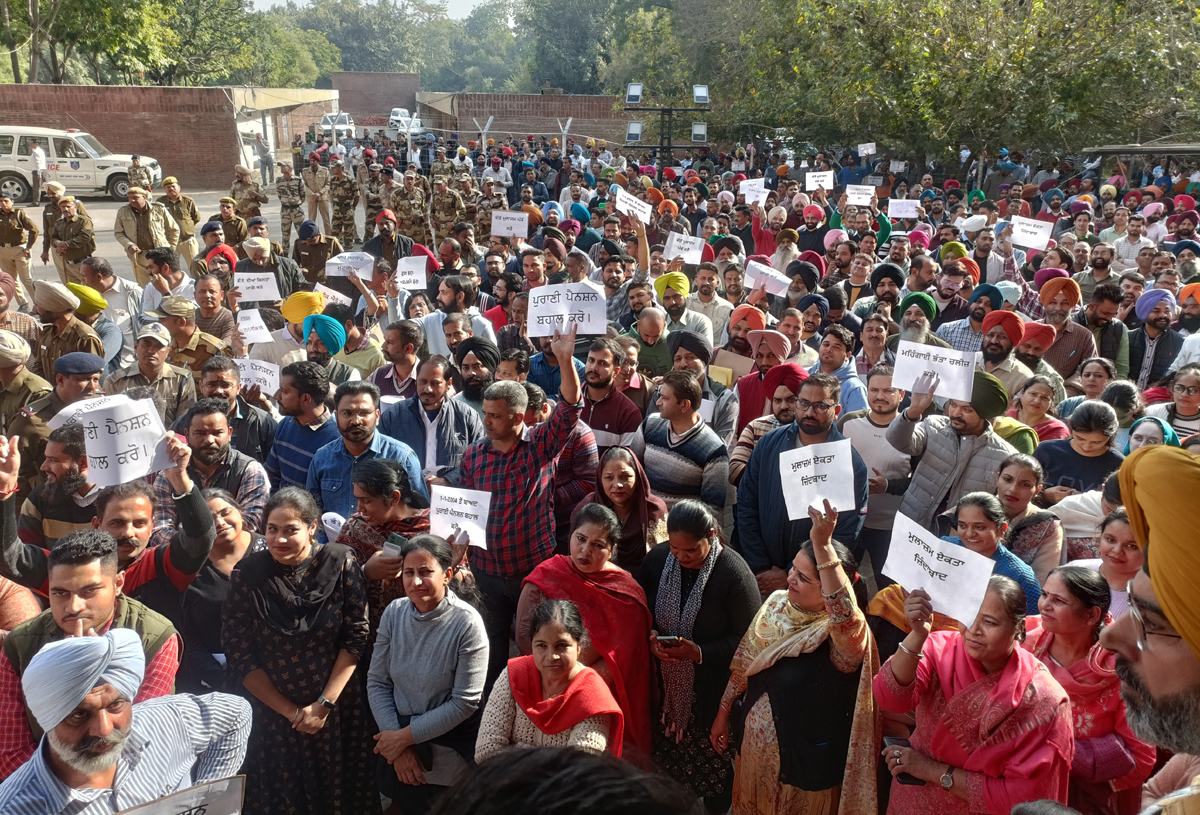 During the assembly session, the employees of the Punjab Civil Secretariat protested strongly